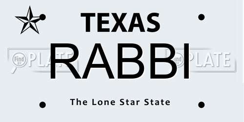 RABBI Texas License Plate
