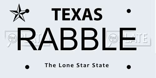 RABBLE Texas License Plate