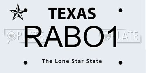 RABO1 Texas License Plate