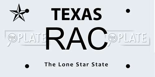 RAC Texas License Plate