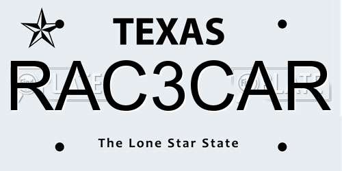 RAC3CAR Texas License Plate