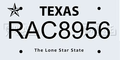 RAC8956 Texas License Plate