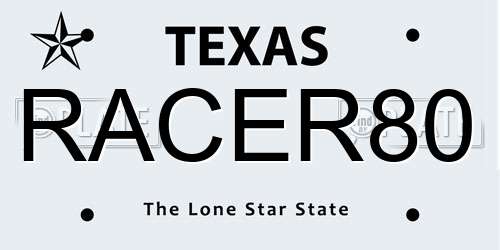 RACER80 Texas License Plate