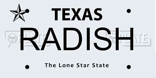 RADISH Texas License Plate