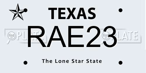 RAE23 Texas License Plate