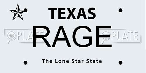 RAGE Texas License Plate