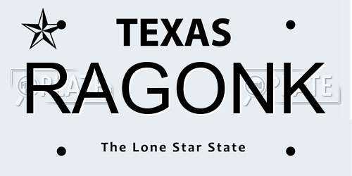 RAGONK Texas License Plate