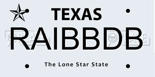 RAIBBDB Texas License Plate
