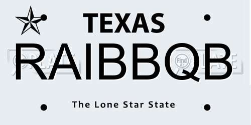 RAIBBQB Texas License Plate