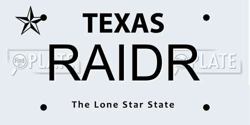 RAIDR Texas License Plate