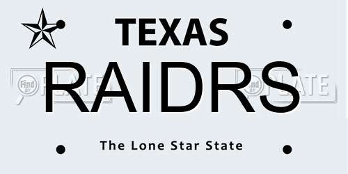 RAIDRS Texas License Plate