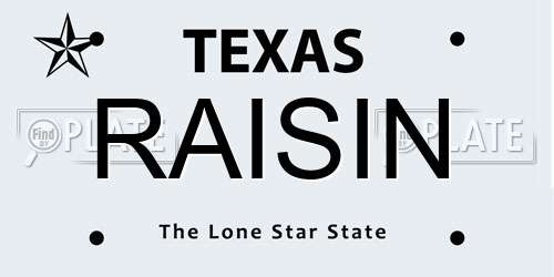 RAISIN Texas License Plate
