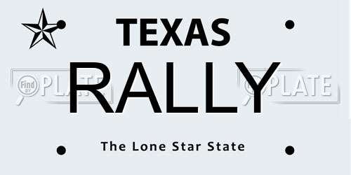 RALLY Texas License Plate