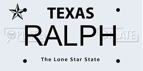 RALPH Texas License Plate