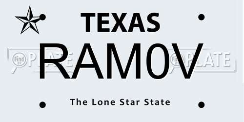 RAM0V Texas License Plate
