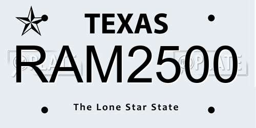 RAM2500 Texas License Plate