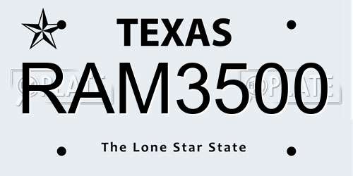 RAM3500 Texas License Plate