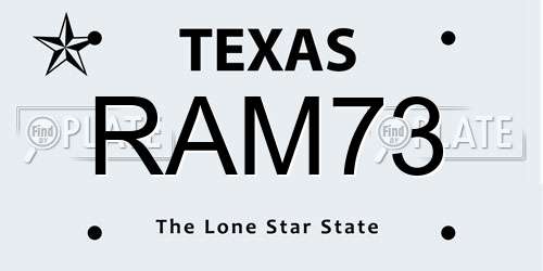 RAM73 Texas License Plate