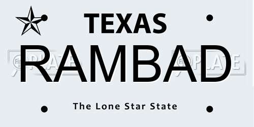 RAMBAD Texas License Plate