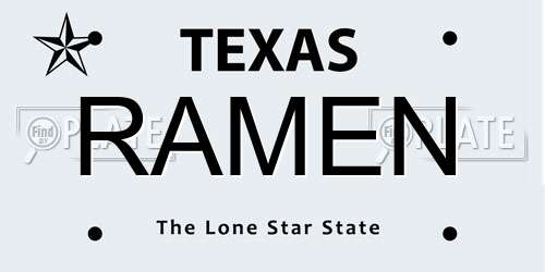 RAMEN Texas License Plate