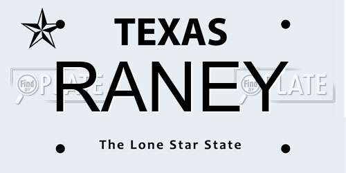 RANEY Texas License Plate