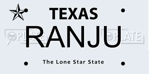 RANJU Texas License Plate