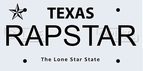 RAPSTAR Texas License Plate