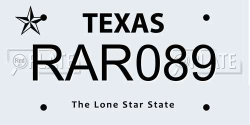 RAR089 Texas License Plate