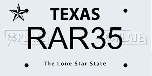 RAR35 Texas License Plate
