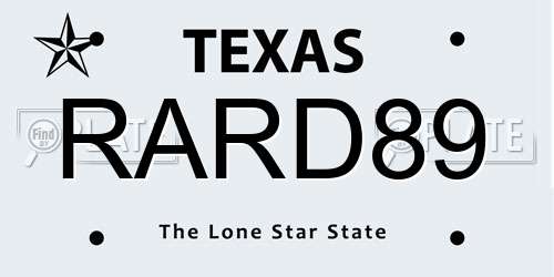 RARD89 Texas License Plate