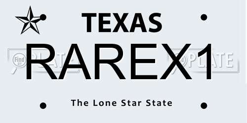 RAREX1 Texas License Plate