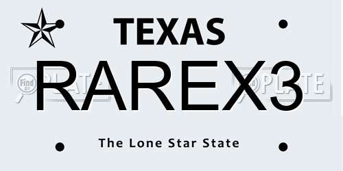 RAREX3 Texas License Plate