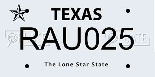 RAU025 Texas License Plate