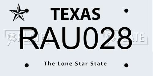 RAU028 Texas License Plate