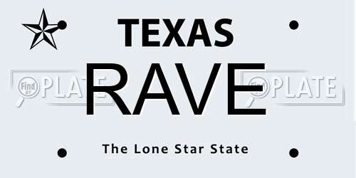 RAVE Texas License Plate