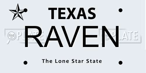 RAVEN Texas License Plate