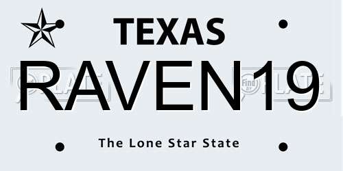 RAVEN19 Texas License Plate