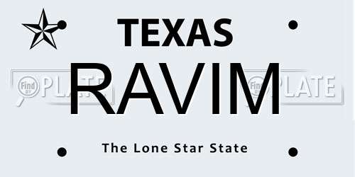 RAVIM Texas License Plate