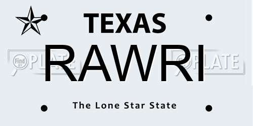 RAWRI Texas License Plate