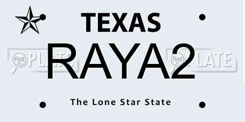 RAYA2 Texas License Plate