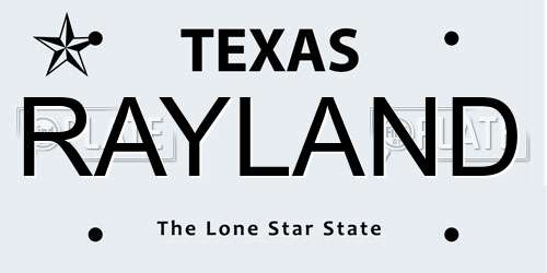 RAYLAND Texas License Plate