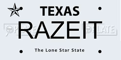 RAZEIT Texas License Plate