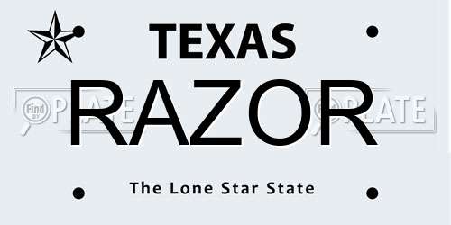 RAZOR Texas License Plate