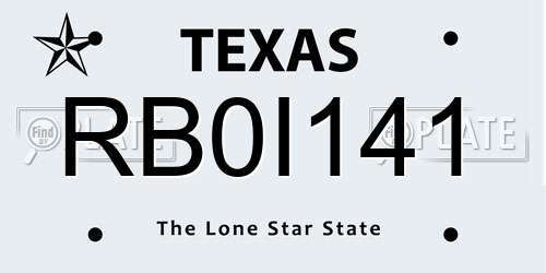 RB0I141 Texas License Plate