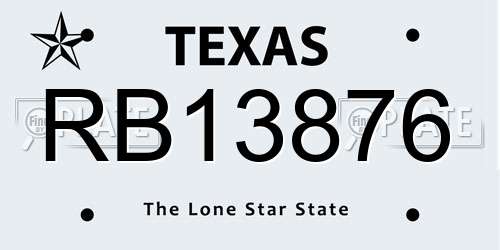 RB13876 Texas License Plate