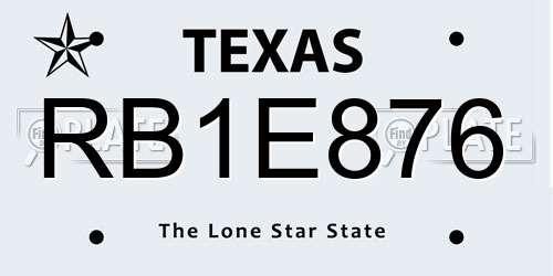 RB1E876 Texas License Plate