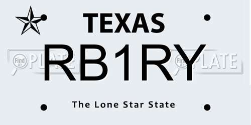 RB1RY Texas License Plate