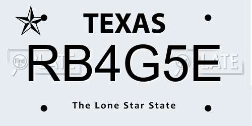RB4G5E Texas License Plate