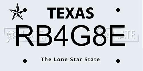 RB4G8E Texas License Plate