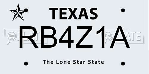 RB4Z1A Texas License Plate